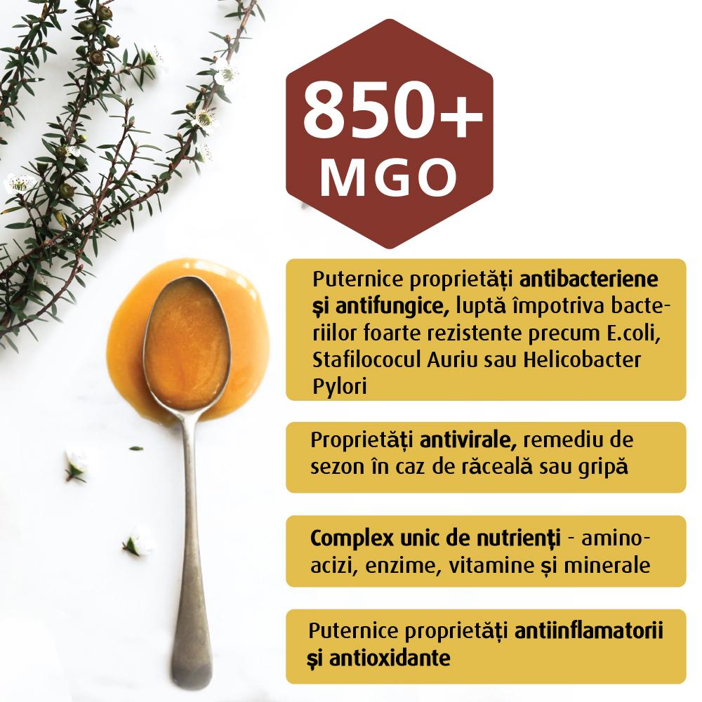 Miere de manuka, mgo 850+ (umf 20) noua zeelanda, 250 g, melora, NATURALA