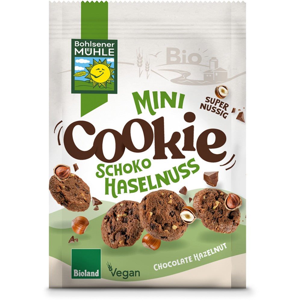 Mini biscuiti cu ciocolata si alune bio, 125g, bohlsener muehle