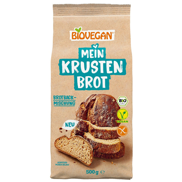  Mix de faina bio pentru paine cu crusta fara gluten, 500g, bioveganMix de faina bio pentru paine cu crusta fara gluten, 500g, biovegan