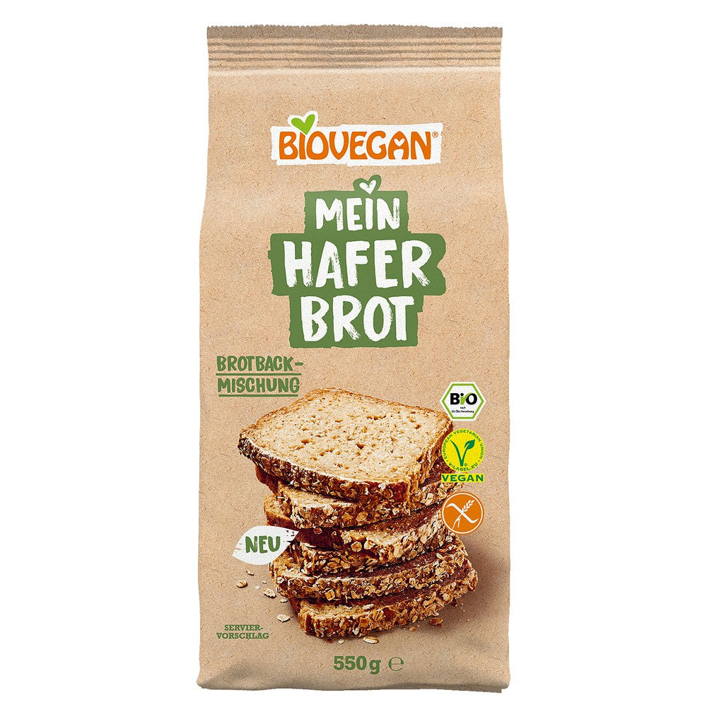 Mix de faina pentru paine de ovaz fara gluten bio, 550g, bioveganMix de faina pentru paine de ovaz fara gluten bio, 550g, biovegan