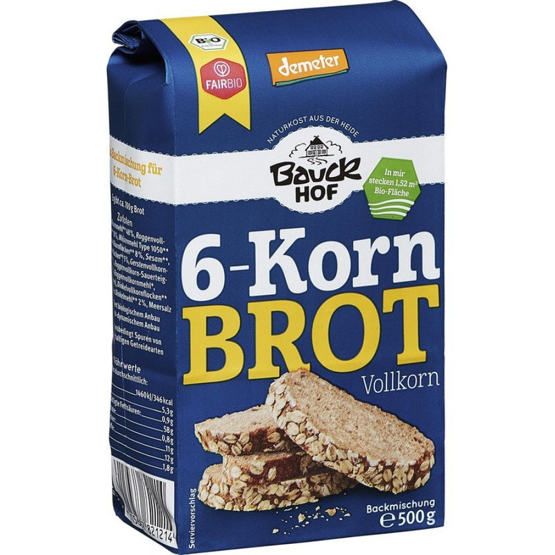 Mix de faina pentru paine integrala cu 6 cereale bio, 500g, bauckhof 1