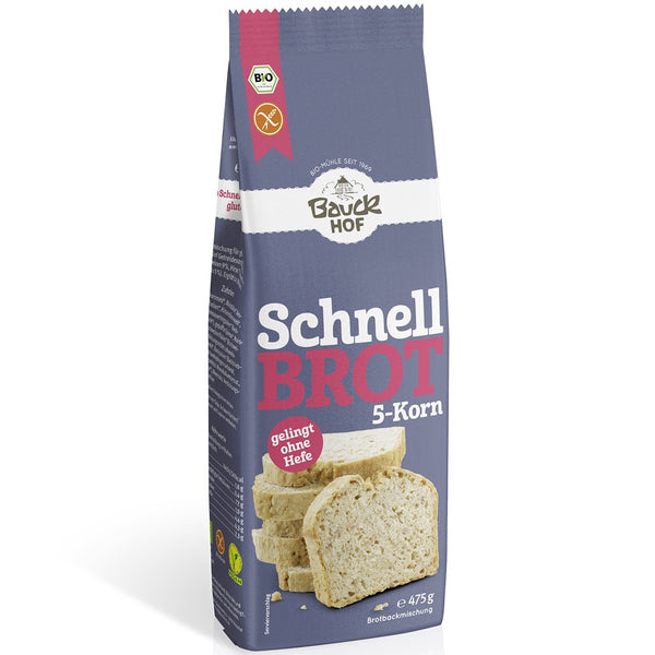  Mix din 5 cereale pentru paine rapida fara gluten bio, 475g, bauckhof