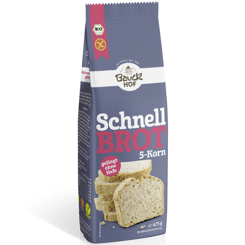 Mix din 5 cereale pentru paine rapida fara gluten bio, 475g, bauckhof 1