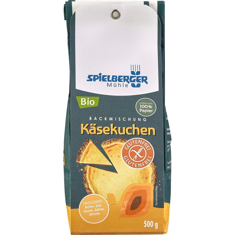 Mix de făină pentru cheesecake fără gluten, pachet albastru-verde 500g Spielberger Bio.