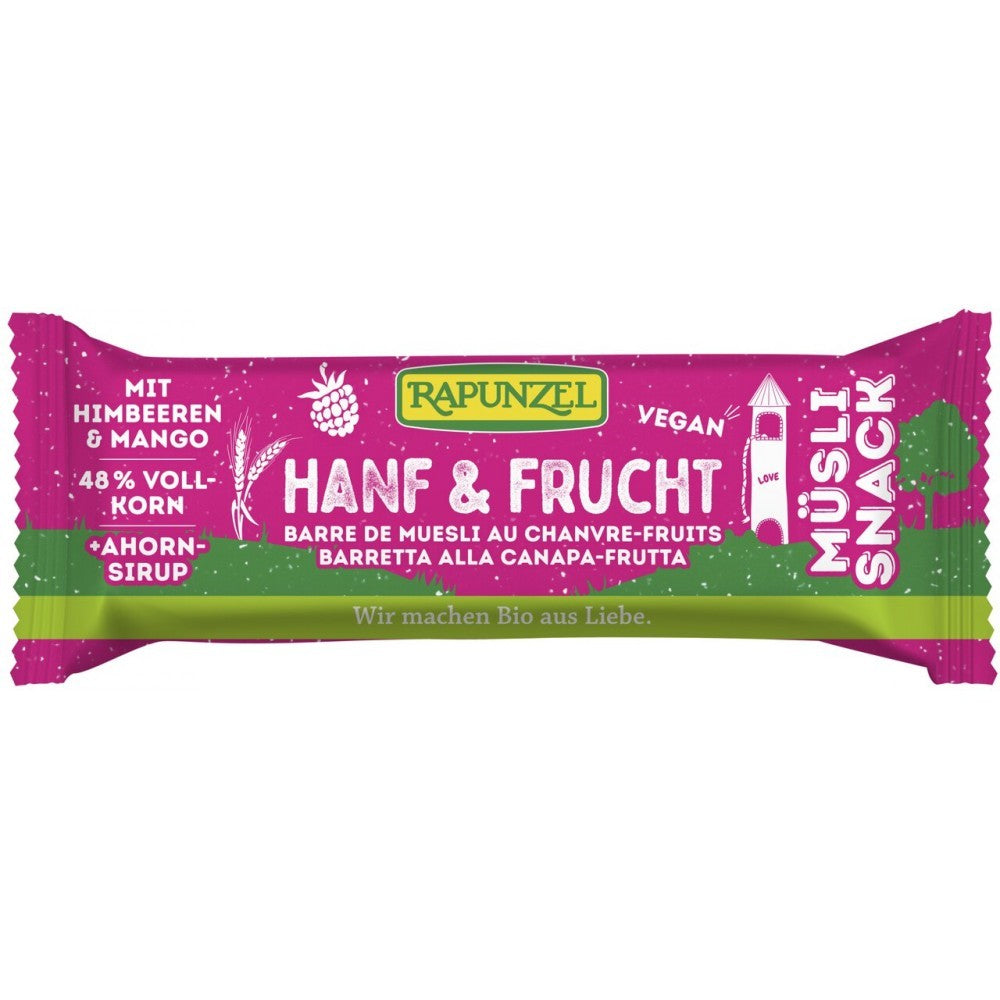 Musli snack cu canepa si fructe 50g Rapunzel