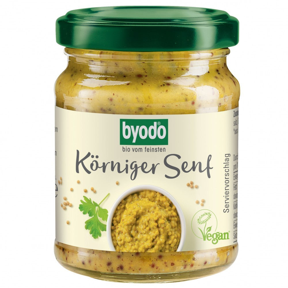 Mustar mediu cu boabe de mustar fara gluten 125ml Byodo