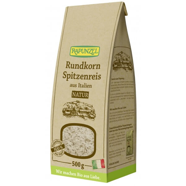 Orez bio cu bob rotund natur, 500g, rapunzel