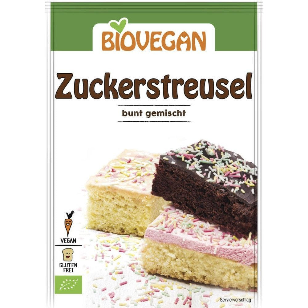Ornamente colorate pentru prăjituri bio, 70g, cu zahăr din trestie și coloranți vegetali BIO.