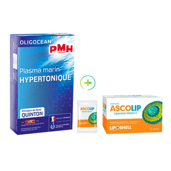 Pachet plasma marina hipertonic Oligocean + vitamina c lipozomala 1000mg, ascolip