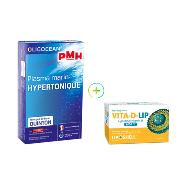  Pachet plasma marina hipertonic Oligocean + vitamina d lipozomala vita-d-lip 4000ui