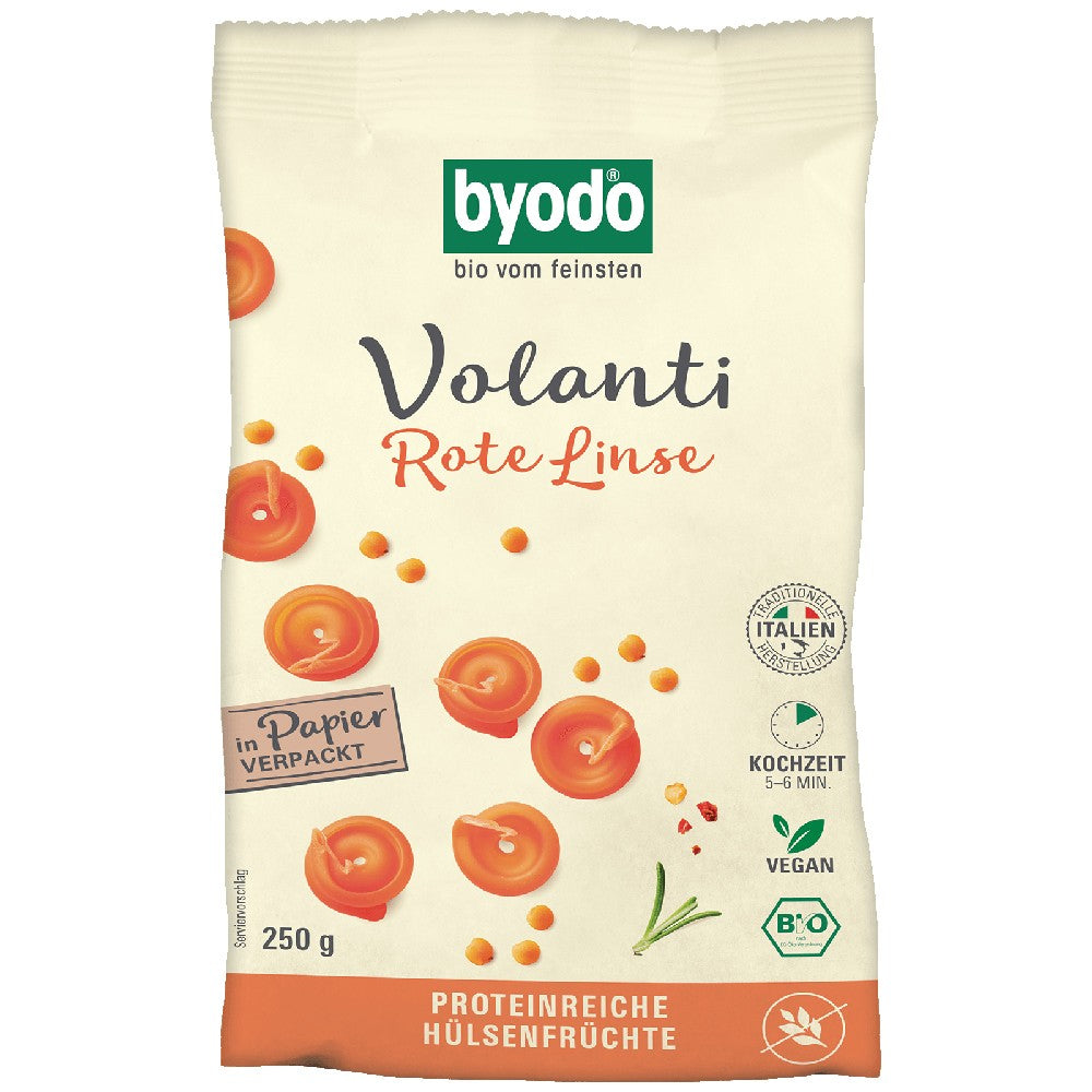 Paste volanti din linte rosie fara gluten 250g Byodo