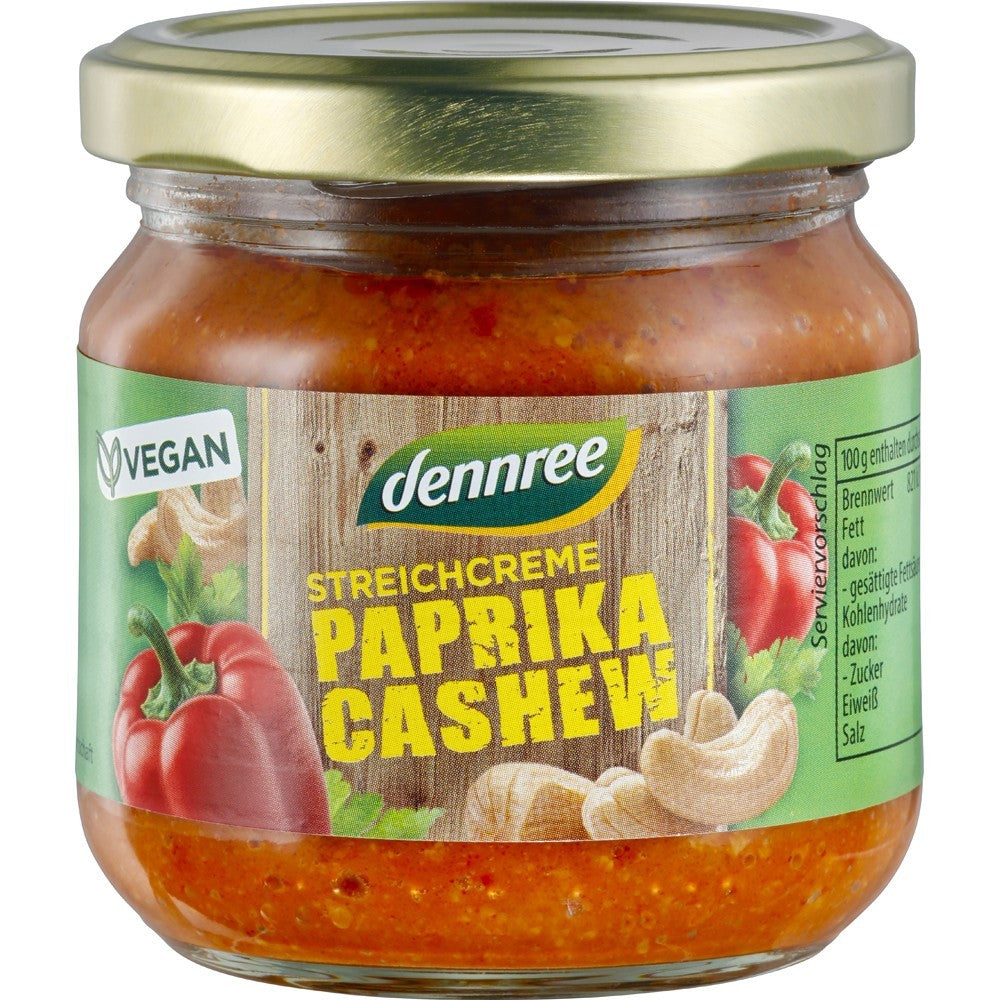 Crema tartinabila cu ardei rosu si caju, bio, 180g, dennree