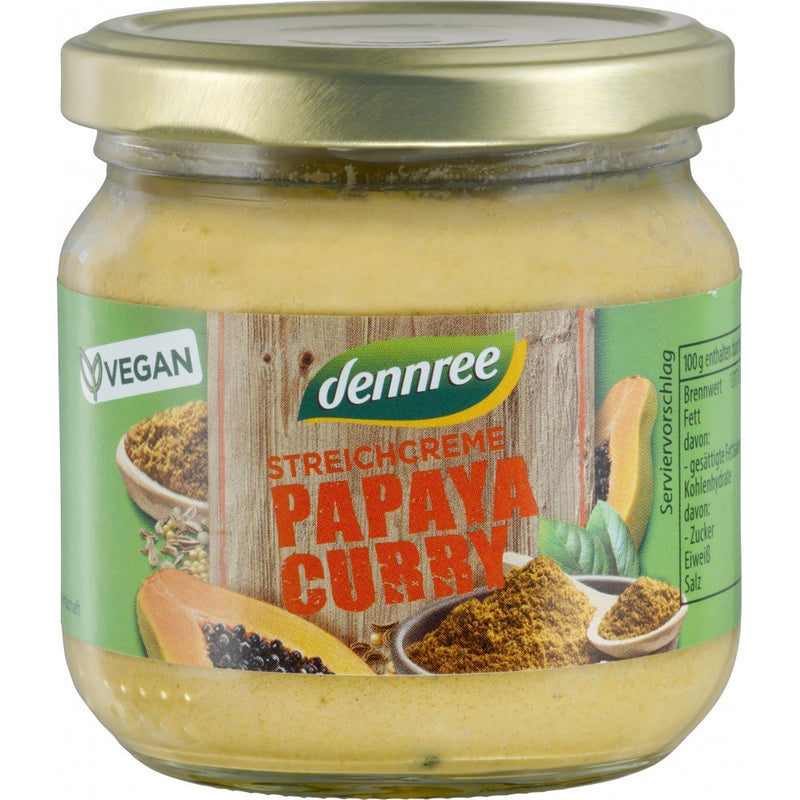Crema tartinabila cu papaya si curry, bio, 180g, dennree 1