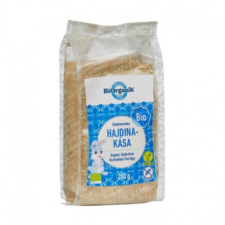 Porridge de hrisca Bio fara gluten, 200g, ambalaj transparent cu eticheta albastra Biorganik.