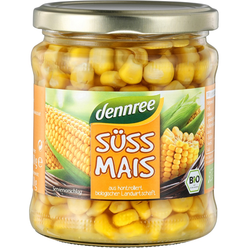 Porumb dulce la borcan 330g Dennree