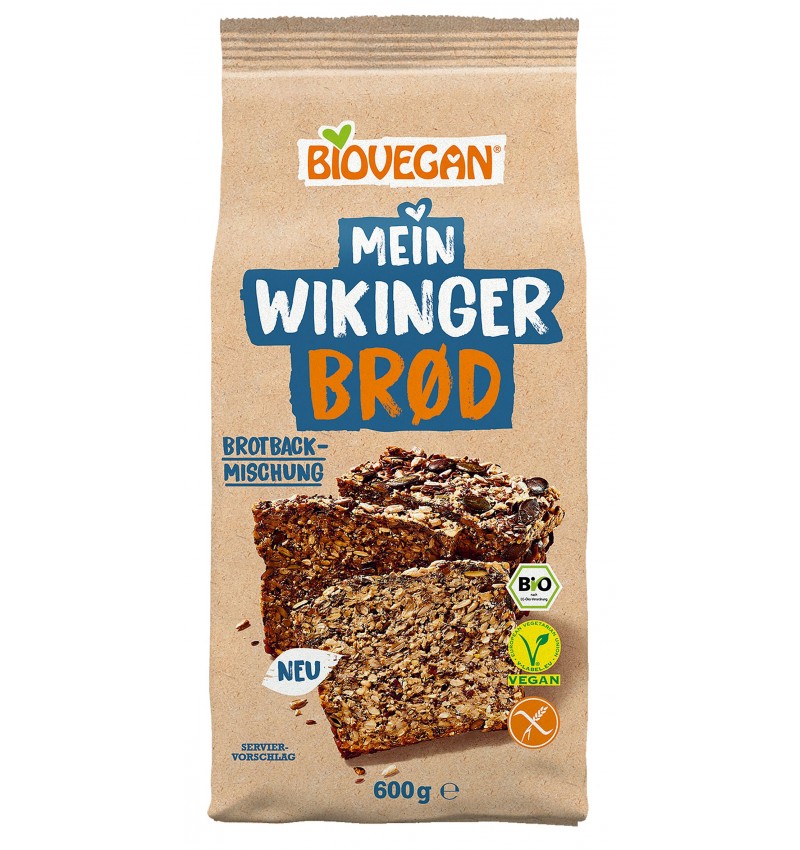 Premix bio pentru paine fara gluten „painea vikingilor”, 600 g, biovegan