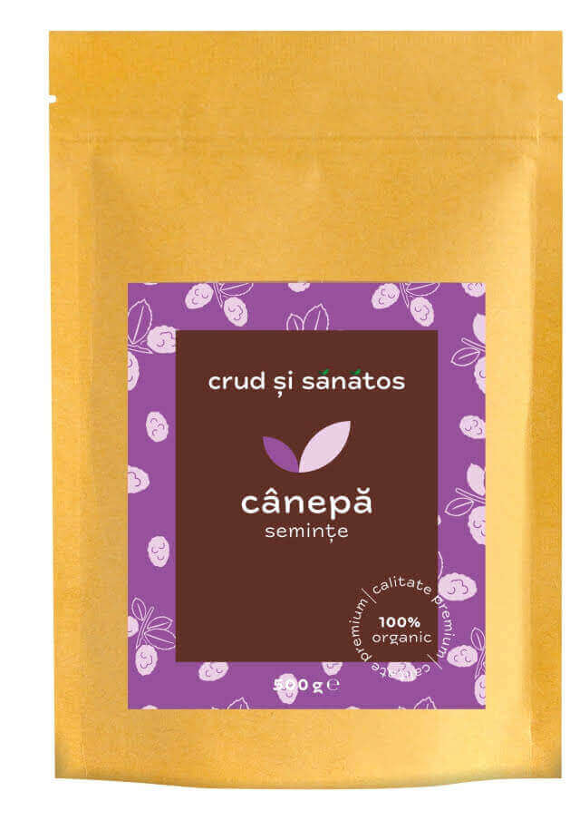 Cânepă semințe decorticate, bio, 500g, crud si sanatos