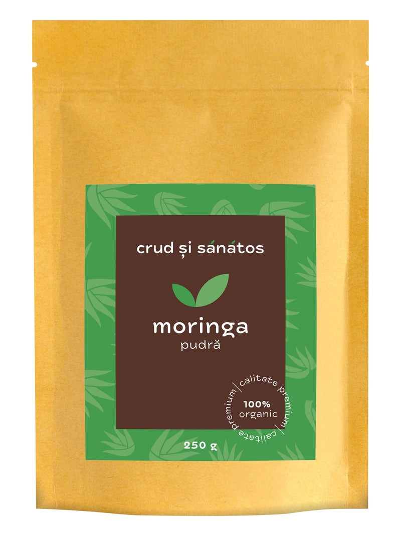 Moringa pudra, bio, 250g, crud si sanatos 1