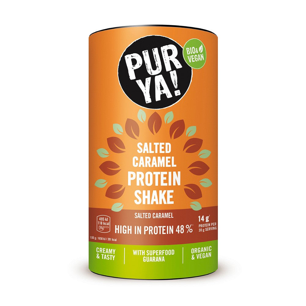 Pudra proteica vegetala cu caramel sarat si guarana 480g Purya