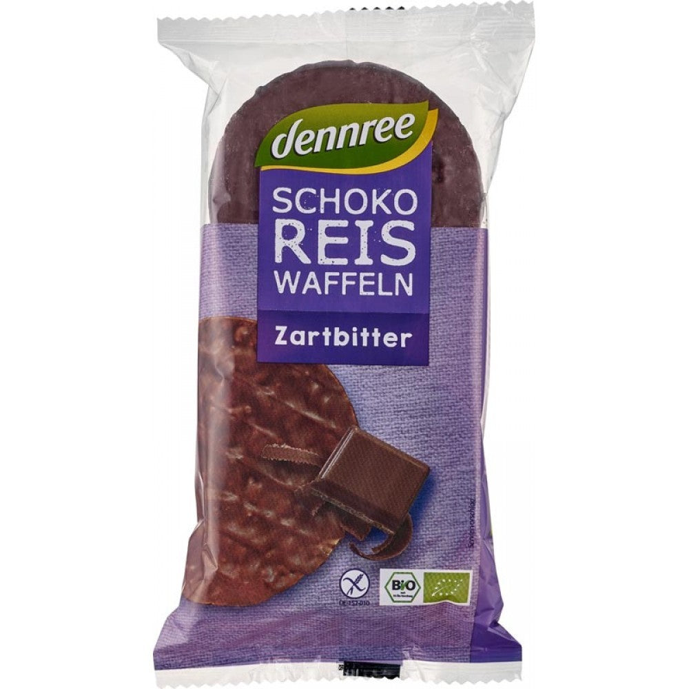 Rondele bio din orez expandat cu ciocolata bio 100g Dennree