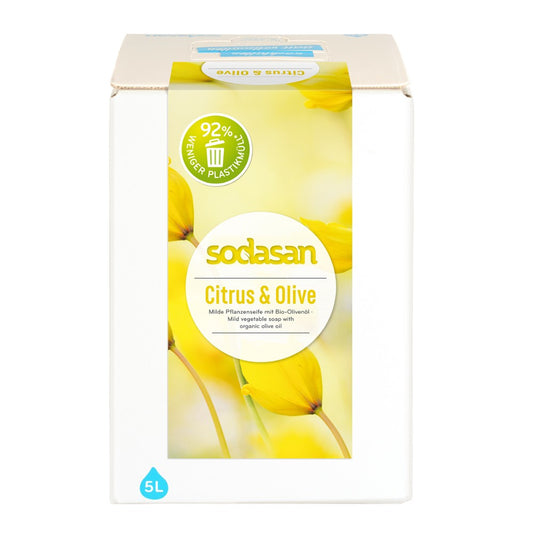 Sapun lichid gel de dus, bio, citrice masline, 5l, sodasan