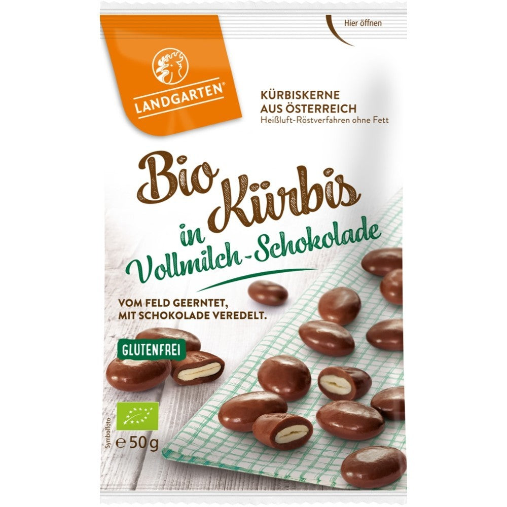 Seminte de dovleac in ciocolata cu lapte 50g Landgarten
