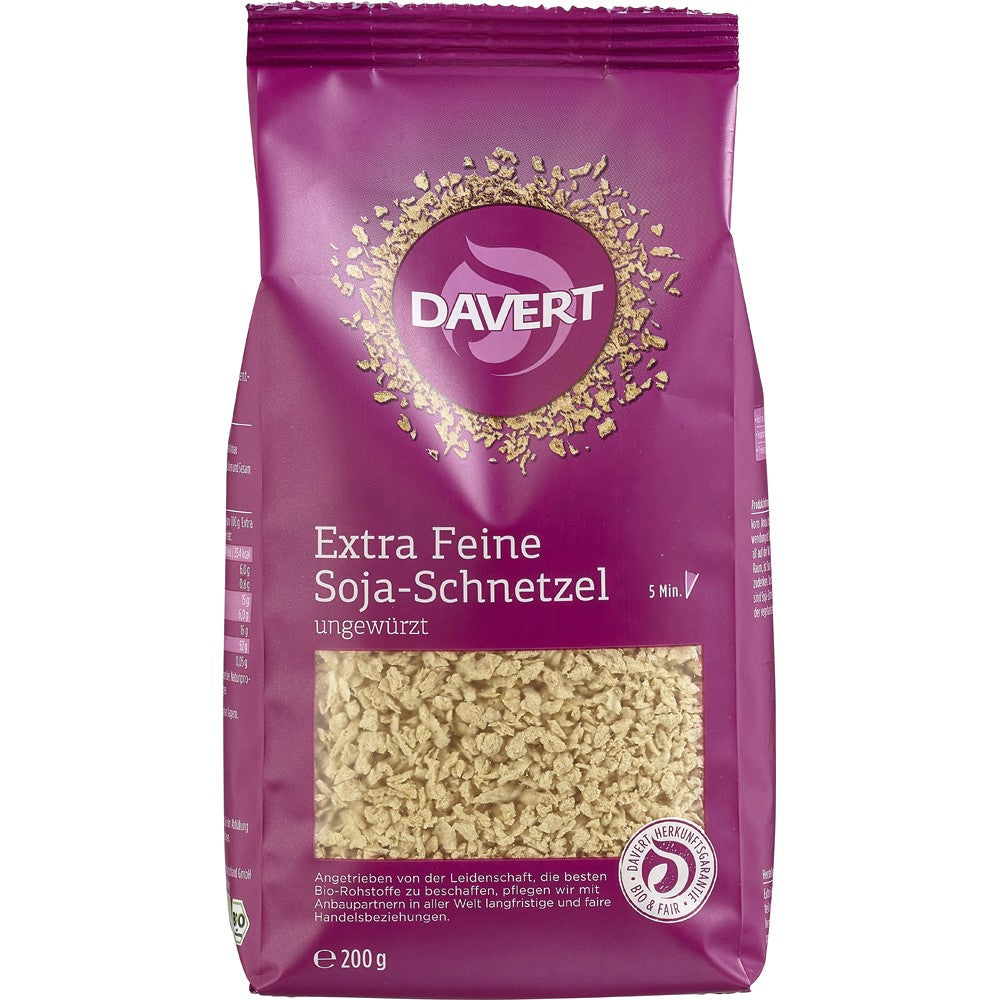 Pachet mov de 200g Soia extrafină bucăți Davert bio, granule bej.