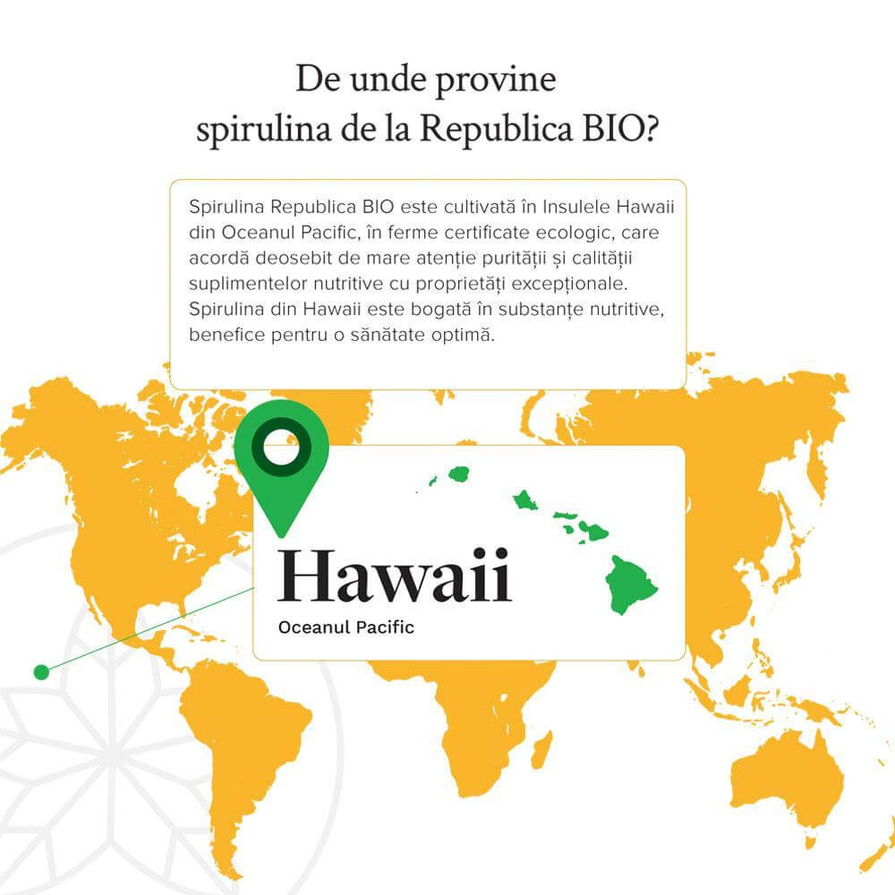 Spirulina de Hawaii, BIO  (400mg), 300 tablete (120g), Republica Bio