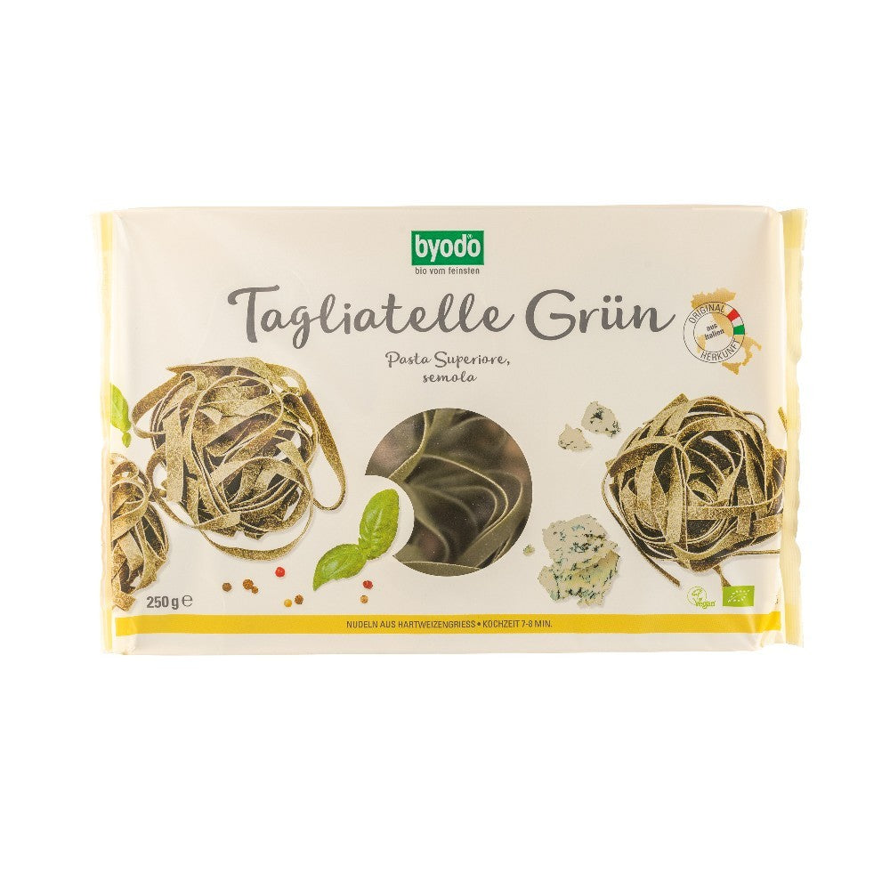 Tagliatelle verzi cu spanac bio Byodo, 250g, ambalaj eco-crem, produse ecologice.